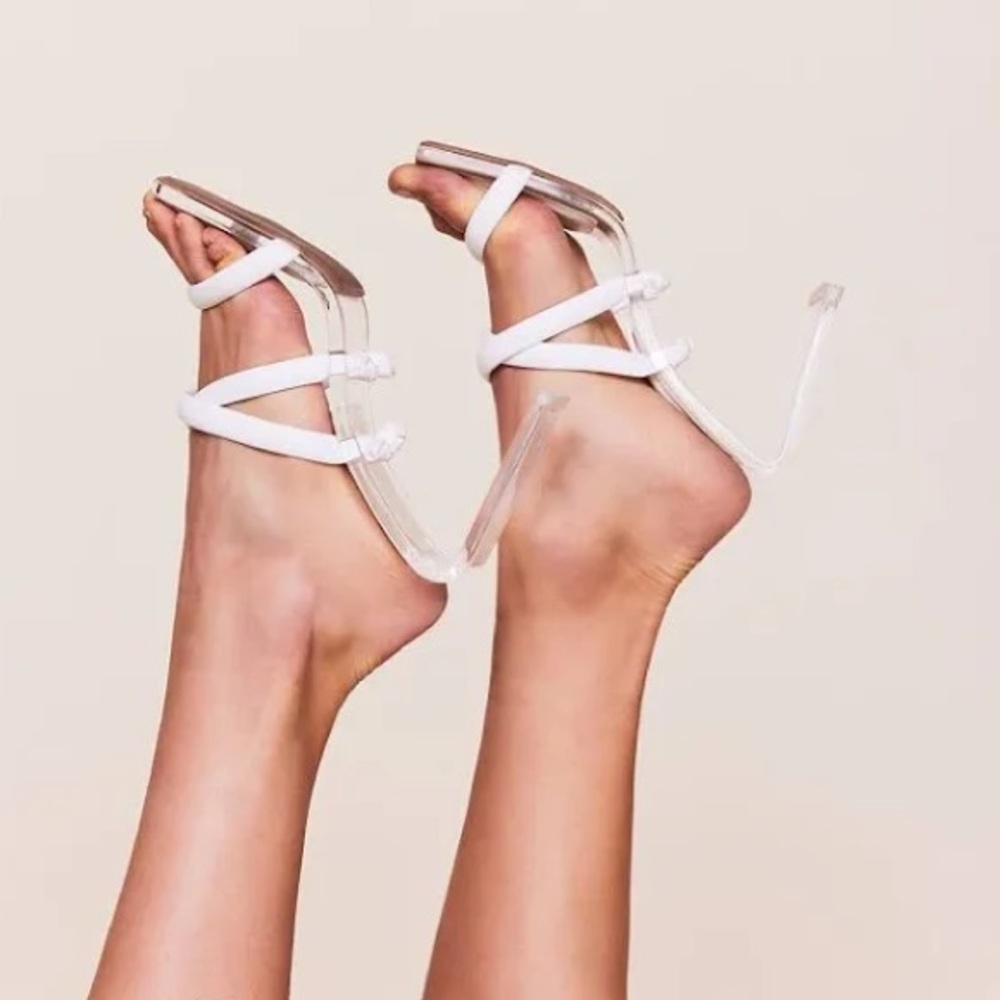 Cult Gaia White Strappy Heels